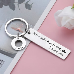 Drive Safe Keychain, Custom Couple Keychain, Ner Driver Gifts for Best Friend/Boyfriend/Girlfriend /Christmas, Valentines Anniversary Gifts
