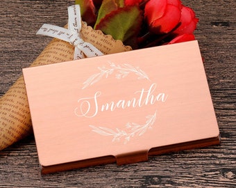 Custom Gift for Women, Personalized Wedding Gifts,Custom Business Card Holder, Personalized Gift, Metal Business Card Holder