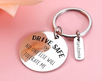 Drive Safe keychain, Drive safe Handsome I love you, Anniversary gift, Gift for Boyfriend, gift for Girlfriend Personalized Husband gift