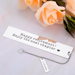 Retirement Gifts | Happy retirement! Enjoy the next chapter | Personalised Bookmark | Custom Gift Bookmark | Retirement Gifts for Women Men