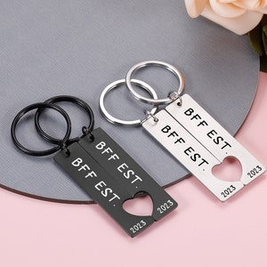 BFF Est. Custom Keychain, BFF Keychain, BFF Gift, Best Friends Forever, Personalized Keychain, Couple Keychain, Best Friend Gift,Friend Gift