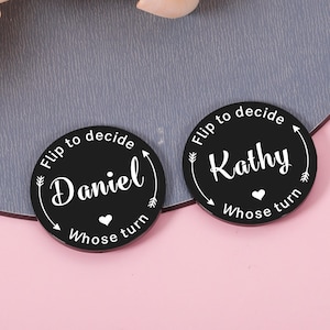 Date Night Personalized Decision Coin, Decision Maker Engraved Couples Coin, Flip to Decide Couples Gift Valentine&#39;s Day Gifts for Her/Him
