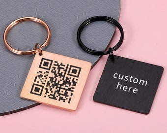 Personalized QR Code Keychain, Custom Code Keychain, Engraved Music Code Keychain, Website, Photo Sharing Keychain, Christmas Gift