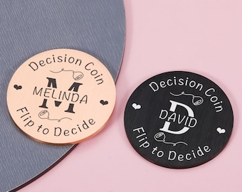 Decision Coin-Custom Engraved Coin-Couple Flip Coin-Gifts for Her/Him-Decision Maker-Decision Flip Coin Personalised-Couples Decision Making
