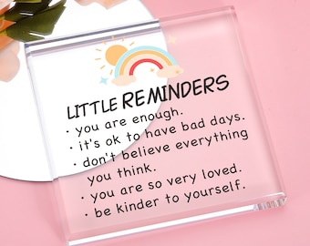 Mental Health Gift for Women, Little Reminders Office Decor Sign, Positivity Recovery Self Care Encourage Gift, Desk Decor Plaque Gifts