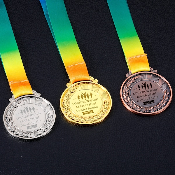Conception de médaille personnalisée, Médaille de sport personnalisée, Médailles personnalisées Récompense de course Marathon personnalisé 10 km Cycle Football Danse Natation Finisher