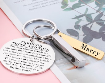 Through Thick and Thin Keychain, Best Friend Gift, Gift for Him, Gift for Her, Husband Wife Gift, Bestie Gifts, Custom Gifts Birthday Gift
