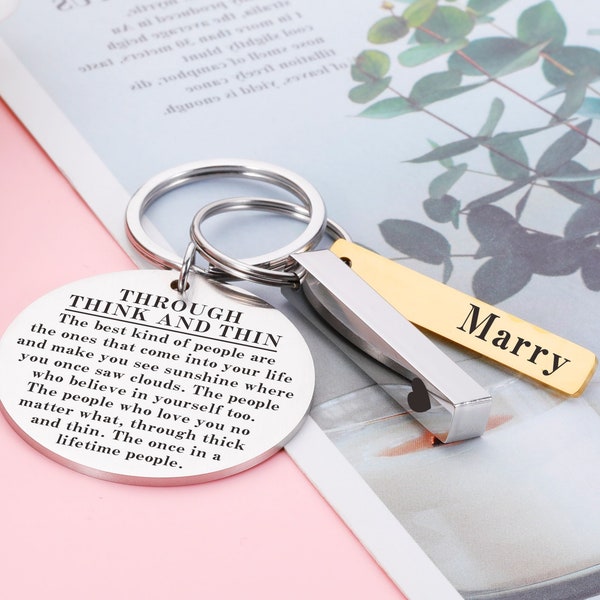 Through Thick and Thin Keychain, Best Friend Gift, Gift for Him, Gift for Her, Husband Wife Gift, Bestie Gifts, Custom Gifts Birthday Gift