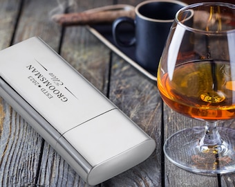 Juego de regalos para padrinos de boda, matraz Wiskey para padrinos de boda, matraz personalizado de 2 oz y 1 oz con soporte para cigarros, matraz de cigarros grabado, regalo para padrinos de boda, regalo del Día del Padre