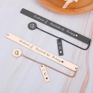 Stocking Stuffer, Drink Wine Read Books Be Happy Custom bookmark, Gift for Women, Retirement Gift, Wine lover bookmark, Gift for Mom