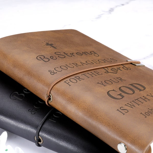 Personalisiertes Gebetsjournal, christliches Geschenk für ihn, Wickelleder Journal, maßgeschneidertes religiöses Journal, Leder Gebetsbuch, Notizbuch