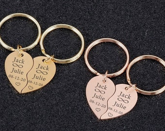 Couple Keychains,Matching Couple Keychain,Valentine's Day Gift for Boyfriend,Anniversary Gift for Boyfriend Wife,Personal gift for Husband