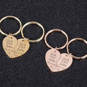 Paar sleutelhangers, bijpassende paar sleutelhanger, Valentijnsdag cadeau voor vriend, verjaardagscadeau voor vriend vrouw, persoonlijk cadeau voor man