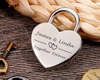 Custom Engraved Padlock, Valentine's Day Gift,Personal Heart Lock, Couples Gifts, Anniversary gift for Boyfriend,Engraved Lock for Boyfriend