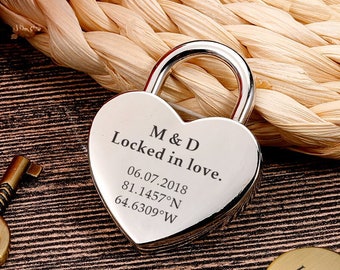 Personalisierte Vorhängeschloss, Locked in Love, benutzerdefinierte Herz Lock, Geschenke für Couople, Hochzeitsgeschenke, Jubiläumsgeschenk für Freund, Jubiläumsgeschenke