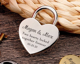 Personalised padlock, Two Hearts Locked Together Forever, Heart Lock, Custom Lock Gift, Wedding Gifts, Anniversary gift for Boyfriend