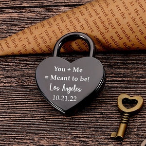 Custom padlock, You And Me Meant To Be, Heart Lock, Custom Lock Gift, Wedding Gifts, Anniversary gift for Boyfriend, Engraved lock for her