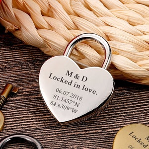 Personalized padlock, Locked in Love, Custom Heart Lock, Gifts for Couople, Wedding Gifts,Anniversary gift for Boyfriend,Anniversary gifts