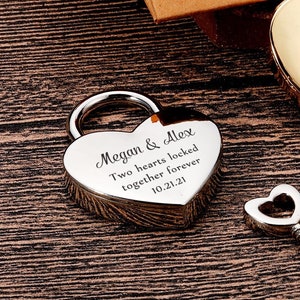 Personalised padlock, Two Hearts Locked Together Forever, Heart Lock, Custom Lock Gift, Wedding Gifts, Anniversary gift for Boyfriend Gold