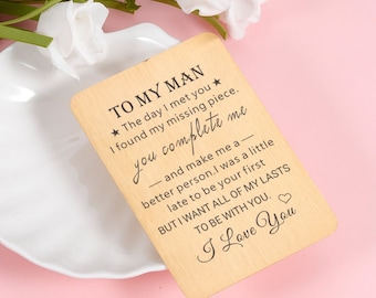 A mi tarjeta de hombre, te amo regalo para él, regalo del día de San Valentín para el novio, billetera de tarjeta de metal de pareja a juego, regalo para el marido novio