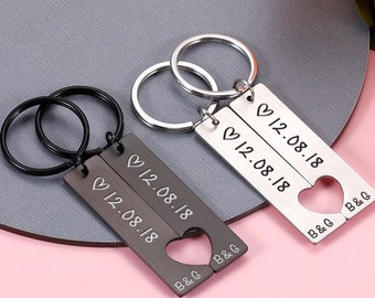 Custom Couple Keychain Personalized Gift For Boyfriend Girlfriend Matching Keychains Anniversary Gifts for Boyfriend Valentine&#39;s Day Gifts