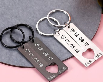 Portachiavi personalizzati per coppia, regalo personalizzato per fidanzato, fidanzata, portachiavi abbinati, regali di anniversario per il fidanzato, regali di San Valentino