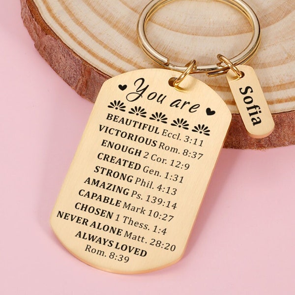 Vous êtes une source d'inspiration, cadeau verset de la Bible, cadeaux citations inspirantes, porte-clé inspiration personnalisé, porte-clé Vous êtes belle, cadeaux chrétiens