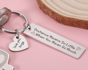Long Distance Relationship Gift,Custom Couple Keychains, Distance means so little Keychain,Anniversary Gift,Christmas Gift For Boyfriend