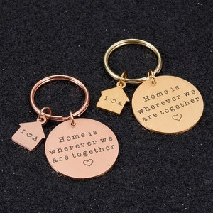 Personal New Home Keychain,Home is Wherever We are,schlüsselanhänger personalisiert,Home Gift,Couples Keychains,New Homeowners,New Home Gift