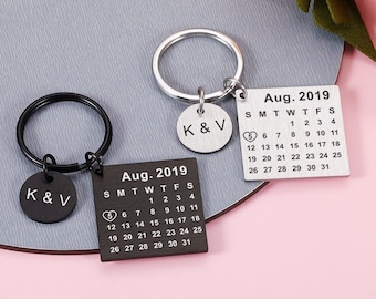 Couples keychain, Personalized Anniversary Gift, Couples gift, Valentine's Day Gifts, Custom Wedding Date Keychain, Gifts For BoyFriend