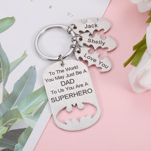 Porte-clé personnalisé, porte-clé pour papa, papa super-héros, cadeau fête des pères, cadeau personnalisé d'un enfant, cadeau d'anniversaire, cadeaux fête des pères, meilleur cadeau papa