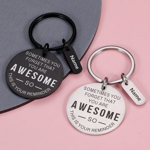 Personalized Inspirational Keychain,Proud of you gift,You Are Awesome- Keyring, Employees Appreciation gifts, thank you gift, Work team gift