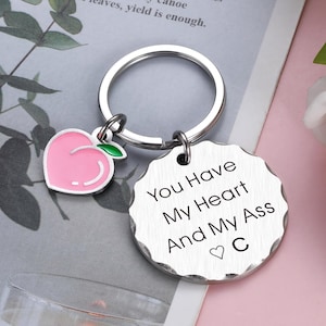 Funny keychain-you have my heart and my ass/Personalized Valentine's Day Gift for boyfriend/Boyfriend gift/Girlfriend gift/Christmas Gifts