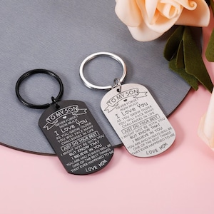 Porte-clés gravé fils, cadeau je t'aime à mon fils/fille, cadeau porte-clés en acier inoxydable de maman/papa, cadeau de remise des diplômes pour fils, porte-clés fils