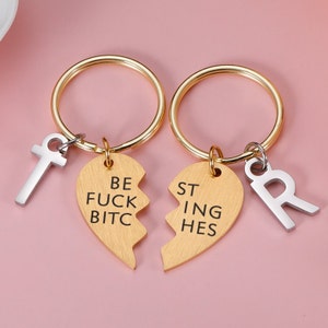 Personalized Funny Keychain-Best Fucking Bitches,Birthday Gift For Best Friend, Gift For Friend,Funny Keyring with initial letter