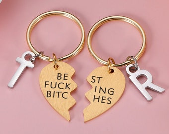 Personalized Funny Keychain-Best Fucking Bitches,Birthday Gift For Best Friend, Gift For Friend,Funny Keyring with initial letter