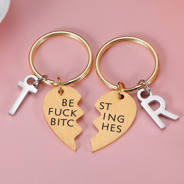 Personalized Funny Keychain-Best Fucking Bitches,Birthday Gift For Best Friend, Gift For Friend,Funny Keyring with initial letter