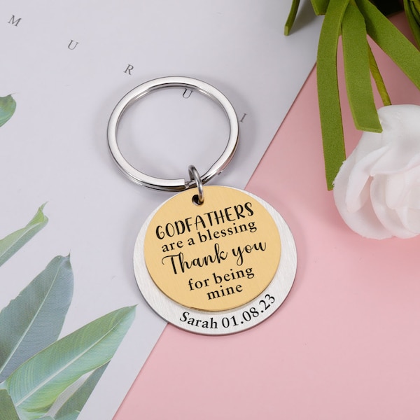 Godparents Keychain Gift, Godmother Gifts, Thank you Gifts for Godfather, Godmother Gift, Godfather Gift, Thank you Git, Christening Gift