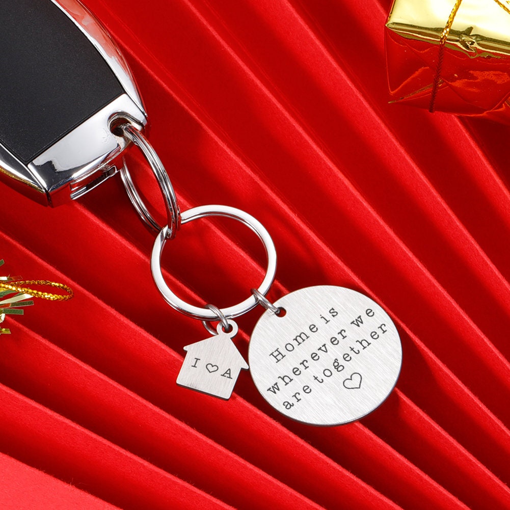Personal New Home Keychain,Home is Wherever We are,schlüsselanhänger personalisiert,Home Gift,Couples Keychains,New Homeowners,New Home Gift