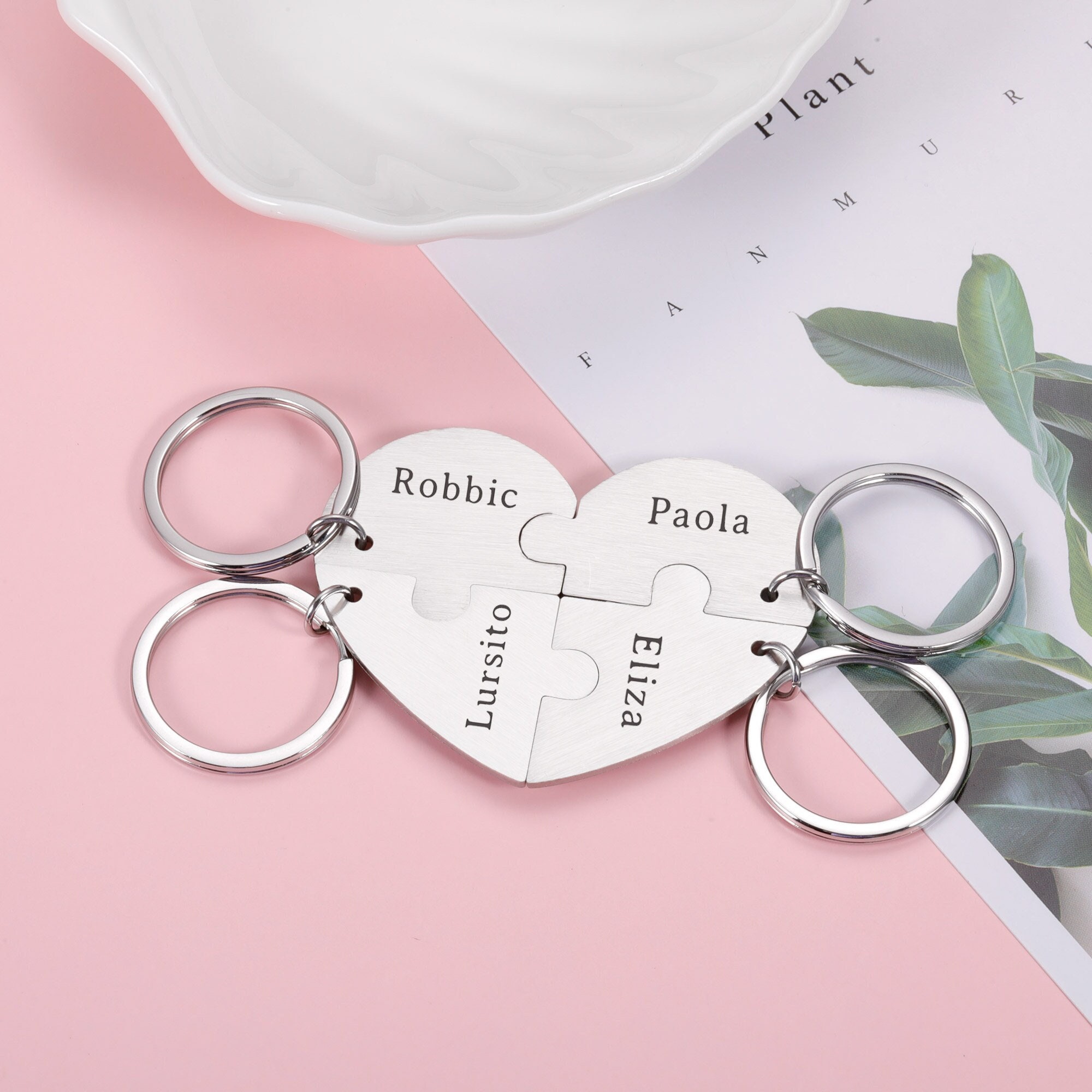 Portachiavi Abbinati Romantico Set Portachiavi Puzzle Con Nomi | Portachiavi Per Innamorati – Lab Charm Regalo San Valentino