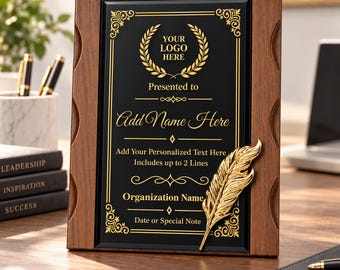 Personalized Wood Finish Plaque,Custom Recognition Plaque With LOGO & Name,Employee Appreciation Award,Corporate Gift,Retirement Gift