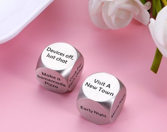 Personalised Takeaway Dice, Anniversary Metal Date Dice Pure Tin Create a Unique 10th Anniversary Date Idea, Customised gift, Date nights
