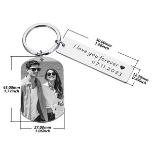 Personalized Photo Keychain, Engraved Picture Keychain, 1st Anniversary Boyfriend Gift, Girlfriend Gift Idea, 10 Years Valentine's Day Gift image 10