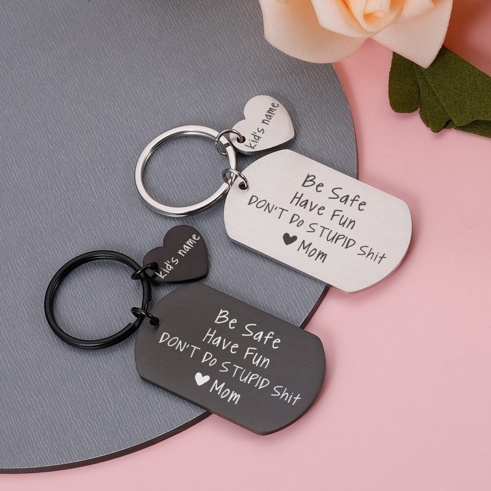 BTTLINGIFT Mom Bday Gift Ideas - Mothers Birthday Gifts for Mom From Son -  Double Side Personalized Keychains - Best Mom Ever Gifts - Bonus Boy Mom