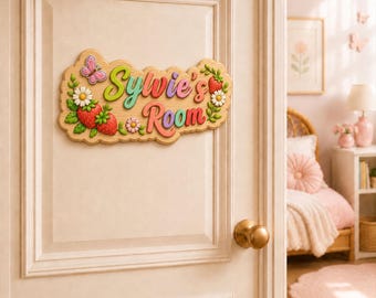 Personalized Wooden Kids Door Sign,Custom Name Plaque for Boys and Girls Bedroom,Letters Nursery Wall Decor, Baby Shower or Birthday Gift