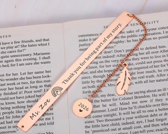 2026 Thank you for being part of my story, Custom Gift for Teacher, Personalized Teacher Appreciation Gift Bookmark for Women Men Christmas