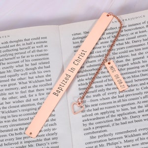 Personalized Baptism gift,Custom bookmark,First communion gift,religious metal bookmark,adult baptism gift,Baptized In Christ,Baptism gifts