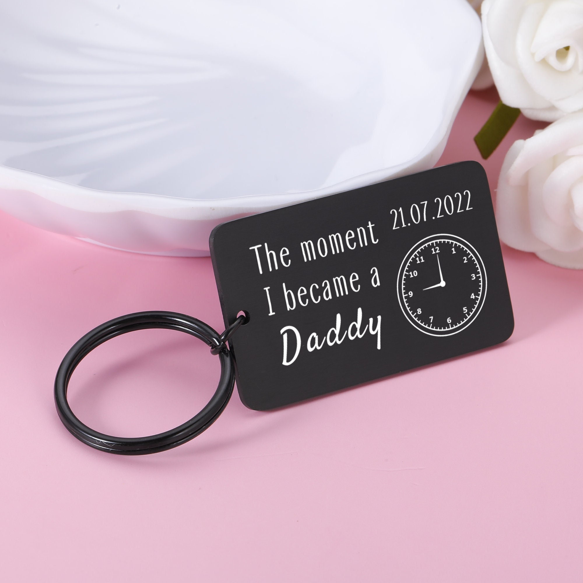 New Town Creative Personalized Black Leather Key Chain - Best Gift for Dad,  Father, Boyfriend, Groomsmen, Men (Black Keychain Only)