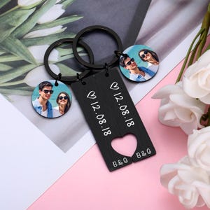 Custom Photo Couple Keychain Personalized Gift For Boyfriend Girlfriend Matching Keychains Anniversary Gifts for Him Her Valentine's Day Style 5-Photos