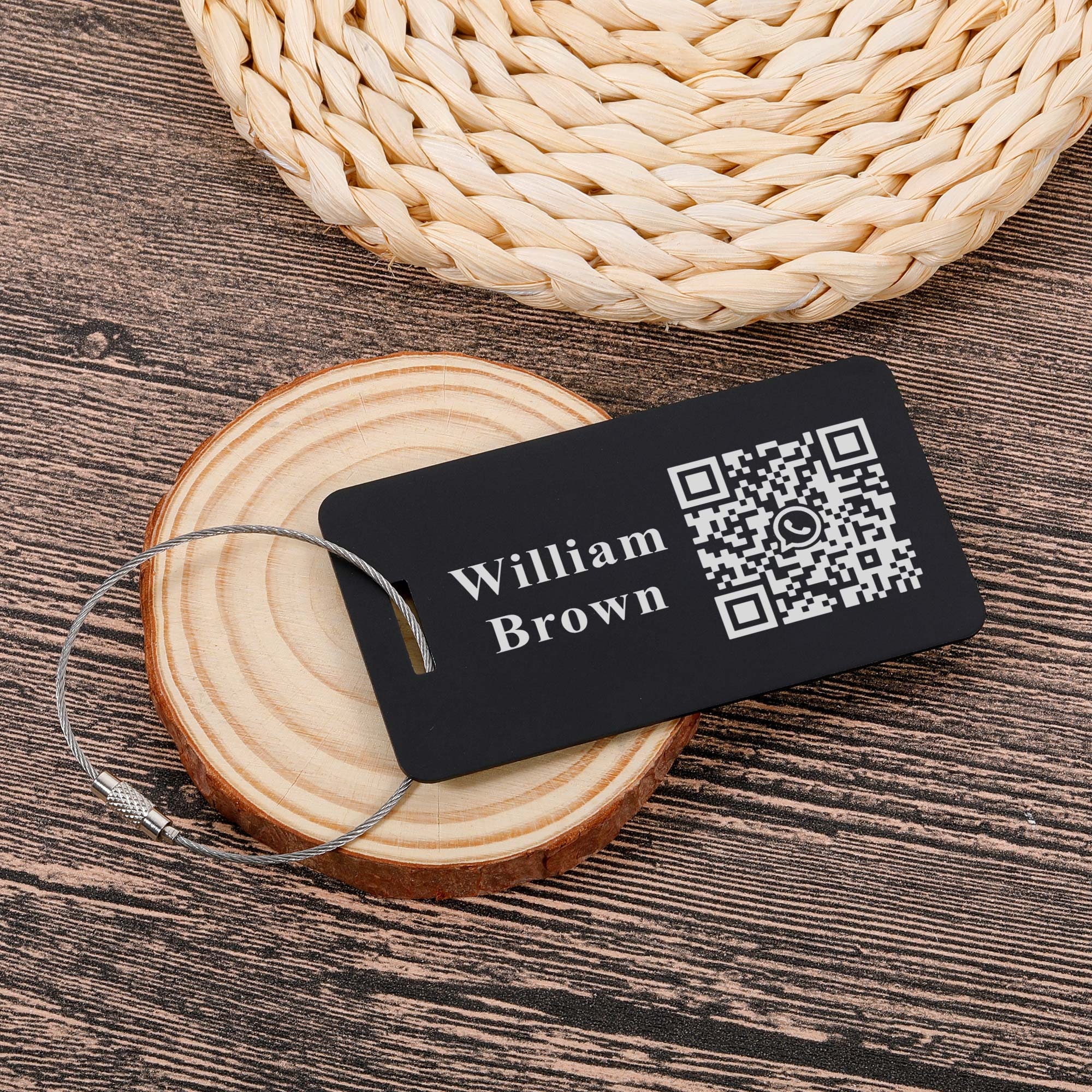 OTXIXTO Personalizzato Etichetta Bagagli in Metallo Inciso Laser Etichette Bagagli in Alluminio per Valigia Zaino Borse da Viaggio Regalo per Appassionati di Viaggi (3 Rosso Orizzontale